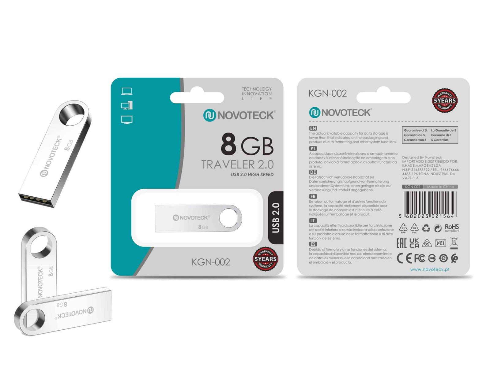 Pen Drive Novoteck 8GB USB 2.0 Traveler – KGN-002