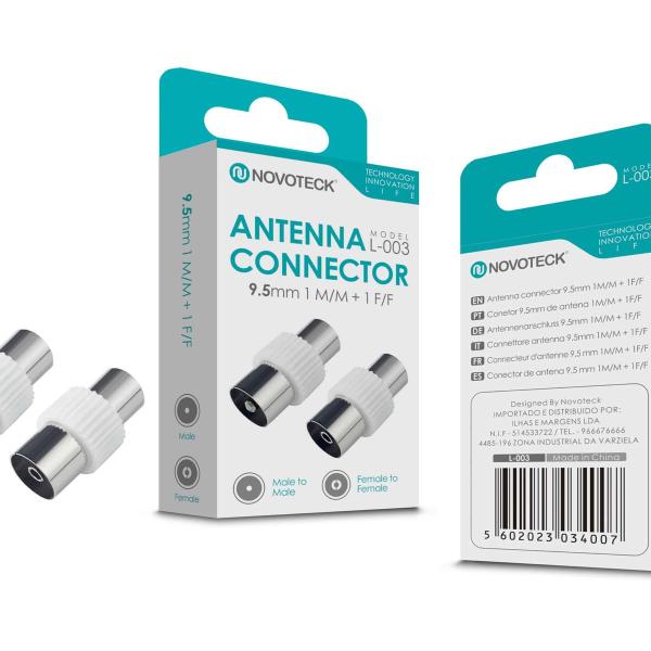Conector de Antena NOVOTECK L-003 - Adaptadores M/M e F/F Inclusos, Instalação Fácil, Conexão de Alta Qualidade