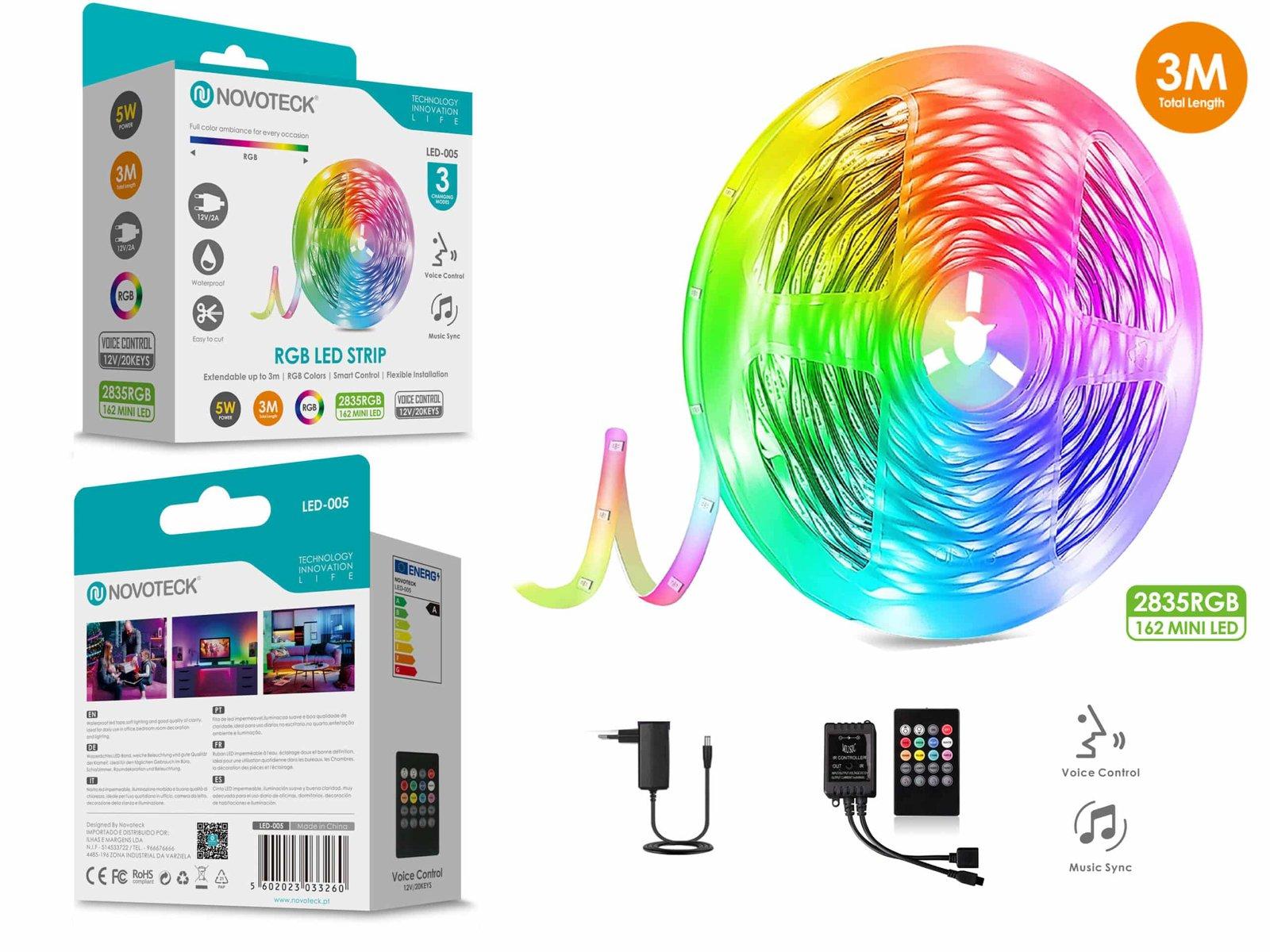 Fita Led 3M 12V 2835Rgb 162Mini Led 5W Som Controlo Ip65 LED-005