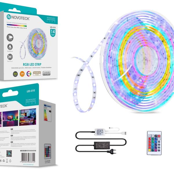 Fita Led 3M 12V 5050Rgb 90Led 8W Ip65 LED-010