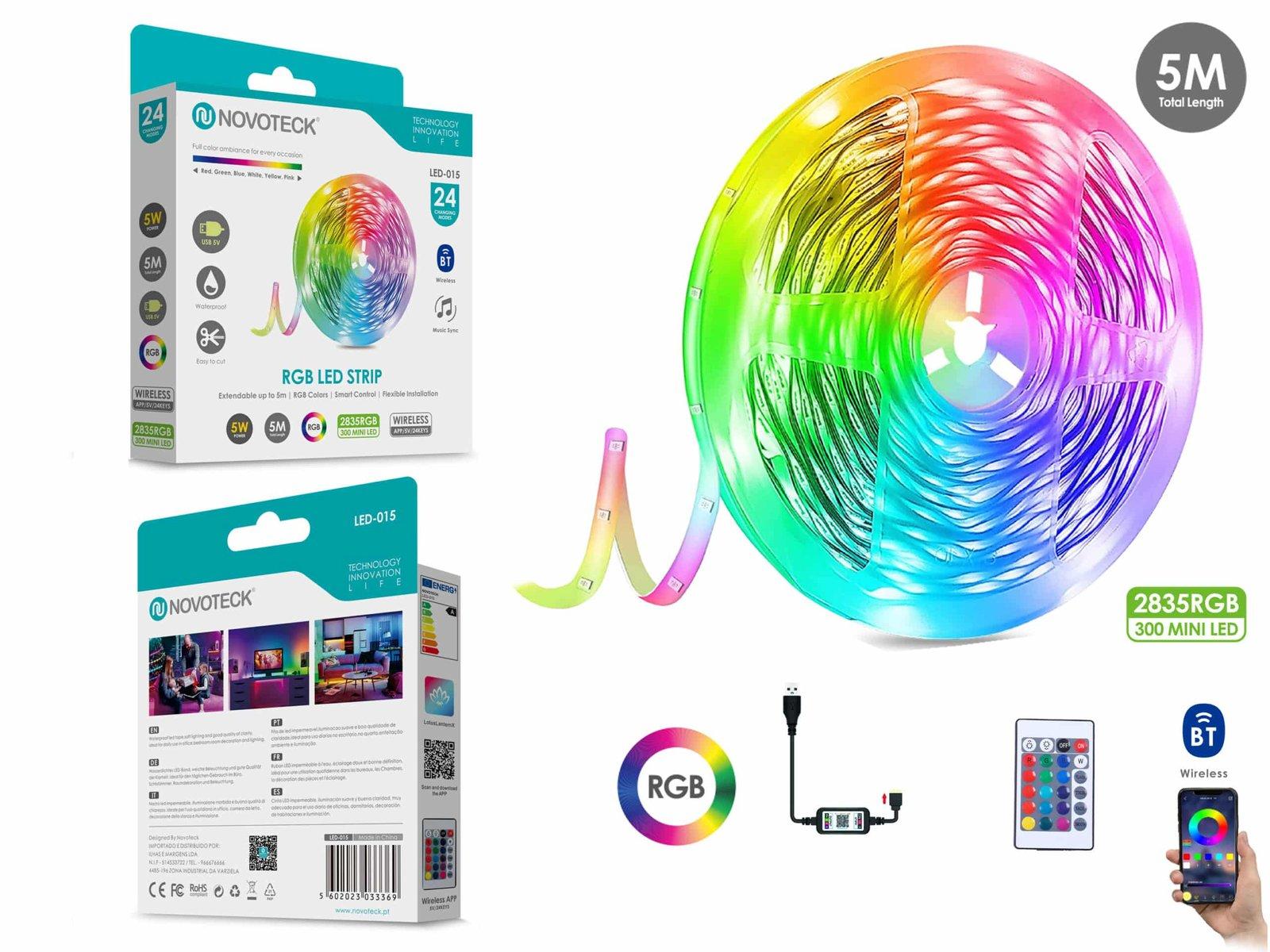 Fita Led 5M 5V 2835Rgb 300Mini Led 5W Bt App Ip65 LED-015