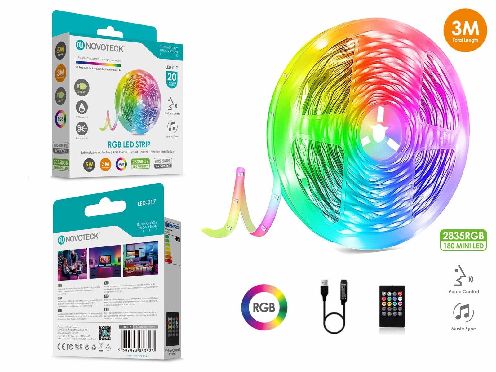 Fita Led 3M 5V 2835Rgb 180Mini Led 5W Som Controlo Ip65 LED-017