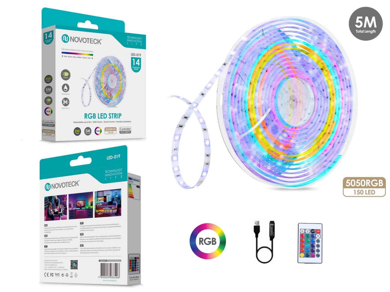 Fita Led 5M 5V 5050Rgb 150Led 8W Ip65 LED-019
