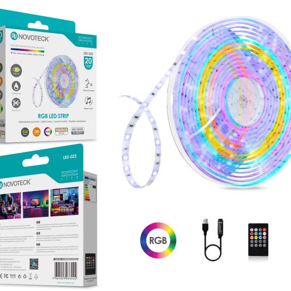 Fita Led 3M 5V 5050Rgb 90Led 8W Som Controlo Ip65 LED-023