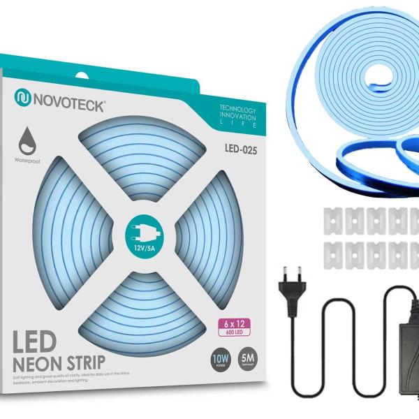 LED-025 Azul Fita Neon Led 5M 10W 12V 600Led Ip65