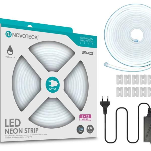 Fita Neon Led Branco 5M 10W 12V 600Led Ip65 LED-025