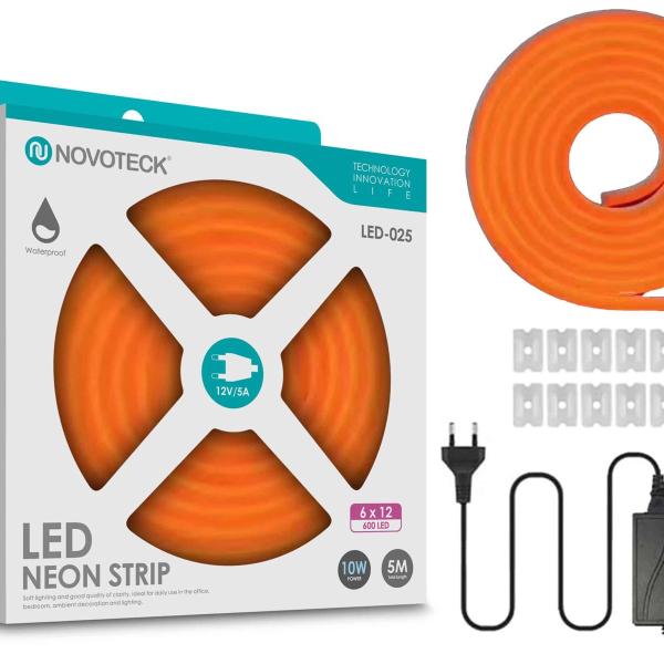 Fita Neon Led Laranja 5M 10W 12V 600Led Ip65 LED-025
