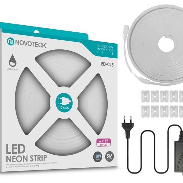 Fita Neon Led Luz Natural 5M 10W 12V 600Led Ip65 LED-025
