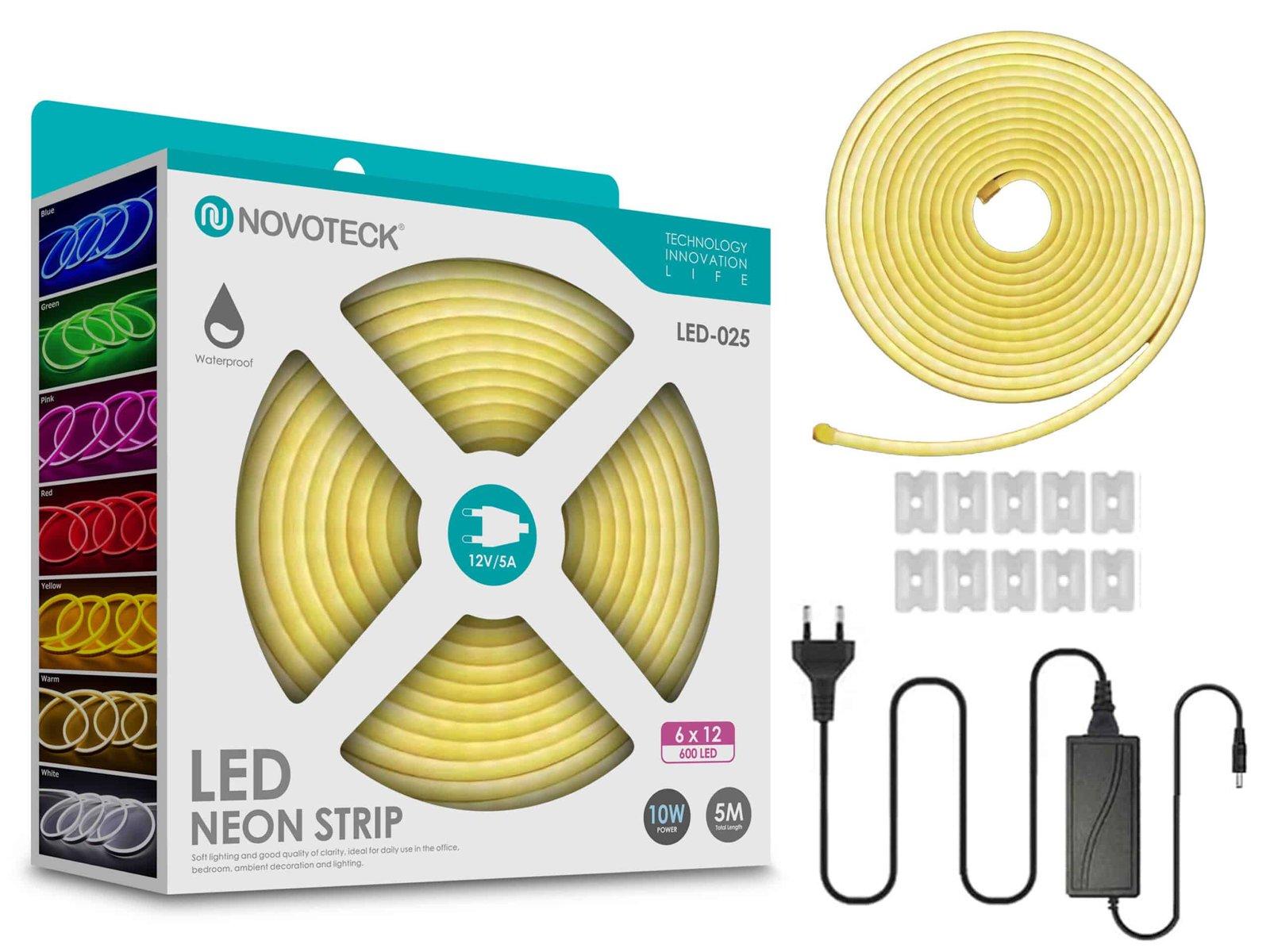 Fita Neon Led Luz Quente 5M 10W 12V 600Led Ip65 LED-025