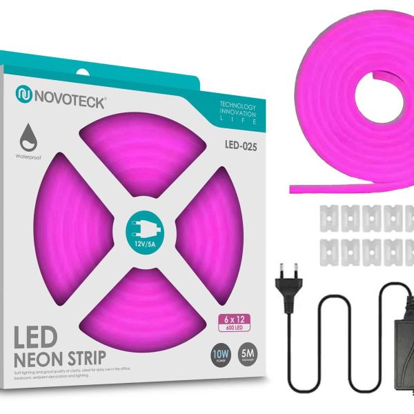 Fita Neon Led Roxo 5M 10W 12V 600Led Ip65 LED-025