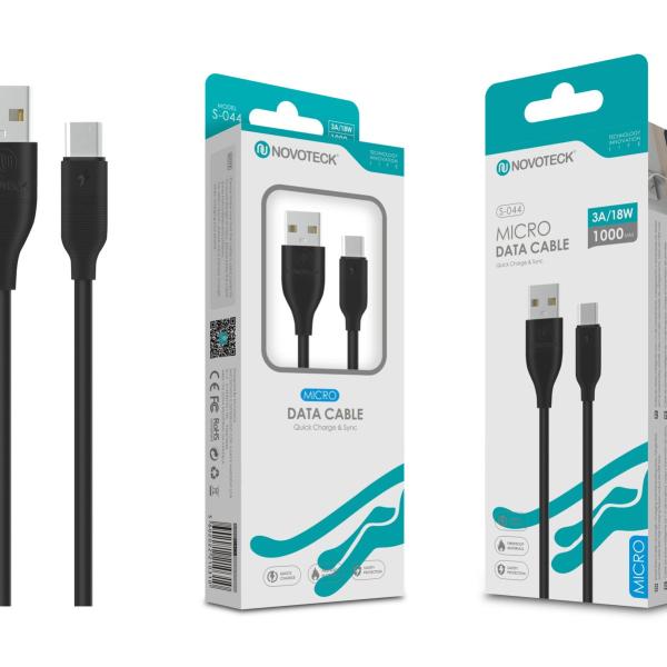 Cabo Micro USB V8 Negro 3A 1M 18W S-044