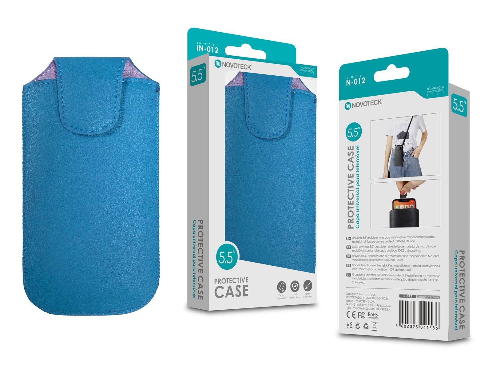 Capa Protetora Universal de Microfibra Azul para Smartphone de 5.5'' Formato Bolsa N-012