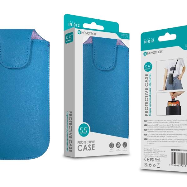 Capa Protetora Universal de Microfibra Azul para Smartphone de 5.5'' Formato Bolsa N-012
