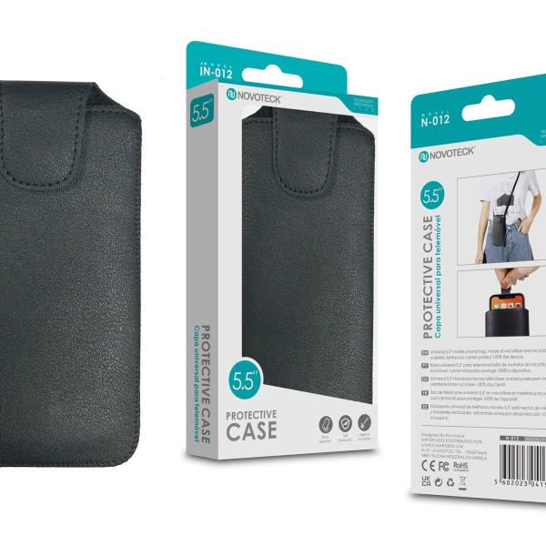 Capa Protetora Universal de Microfibra Negro para Smartphone de 5.5'' Formato Bolsa N-012