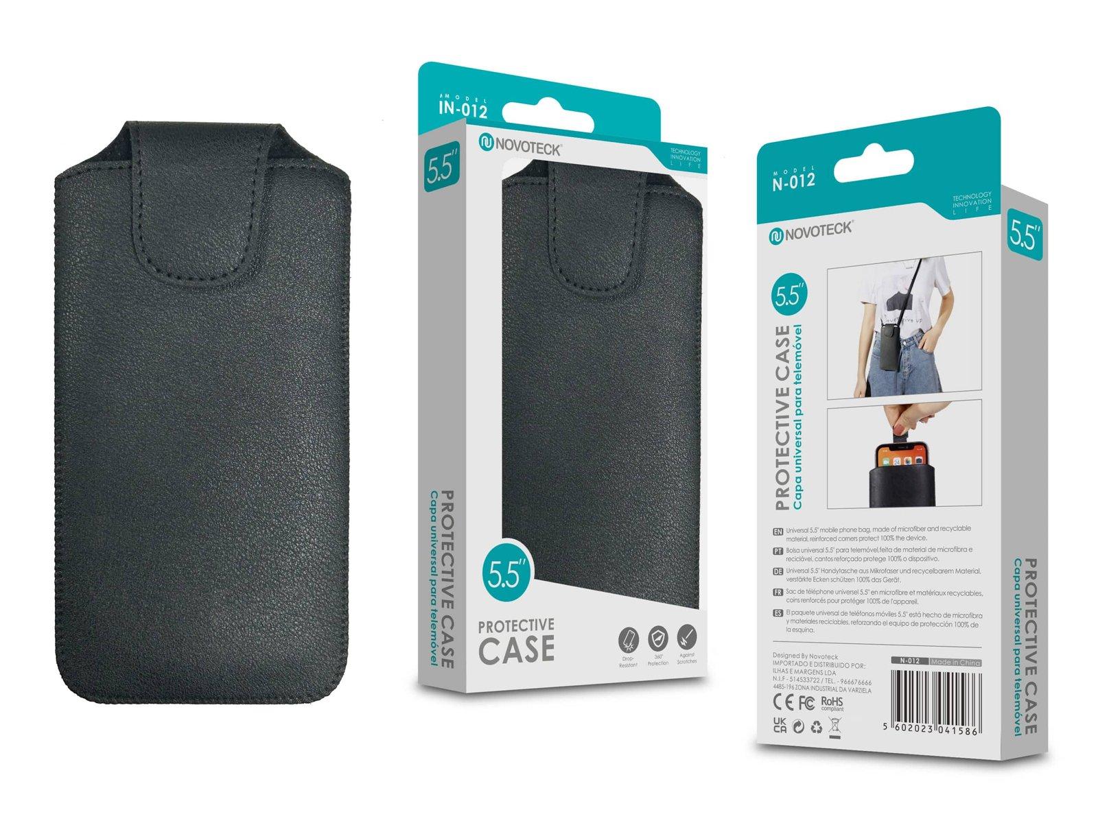Capa Protetora Universal de Microfibra Negro para Smartphone de 5.5'' Formato Bolsa N-012