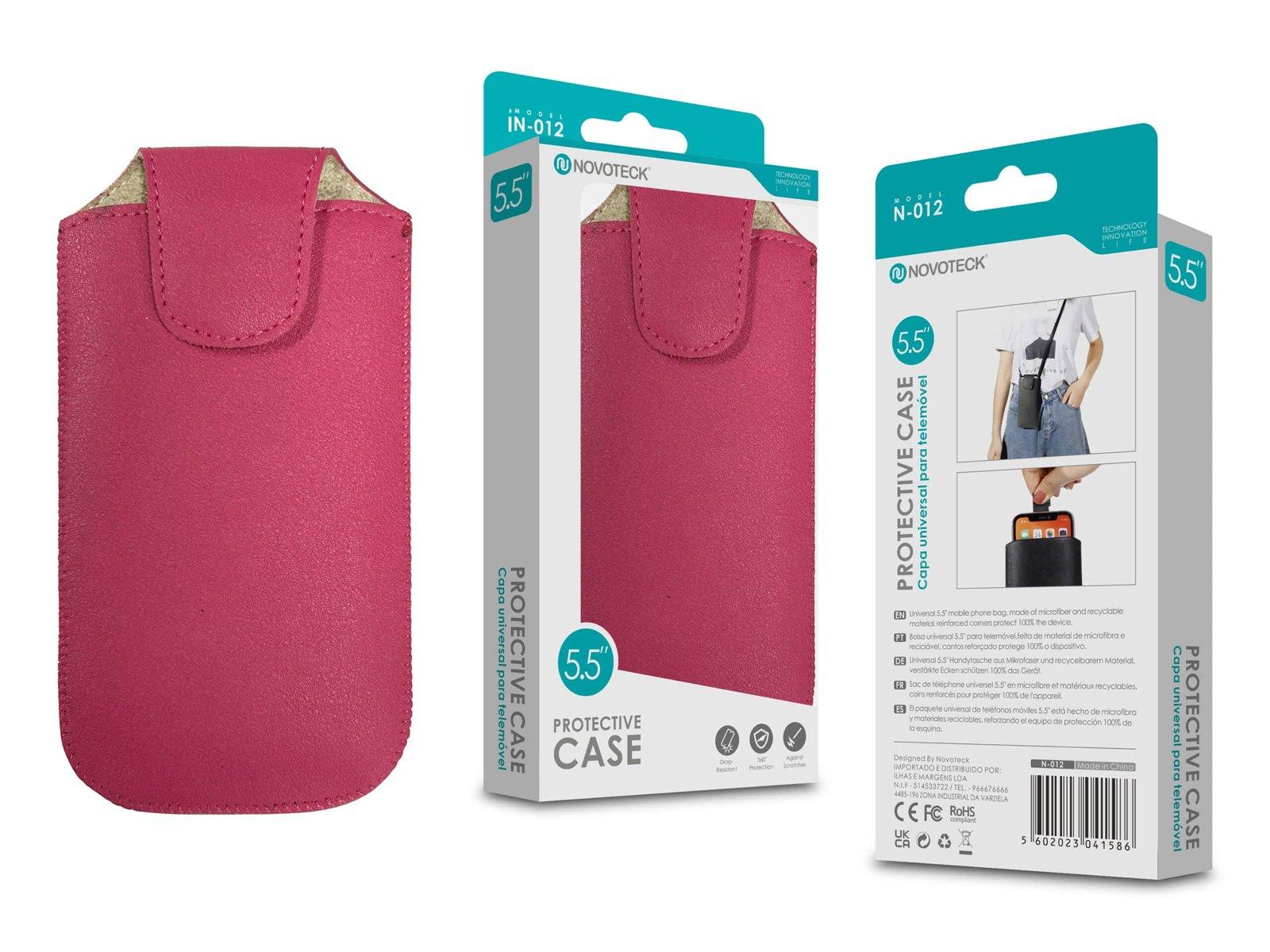 Capa Protetora Universal de Microfibra Rosa para Smartphone de 5.5'' Formato Bolsa N-012