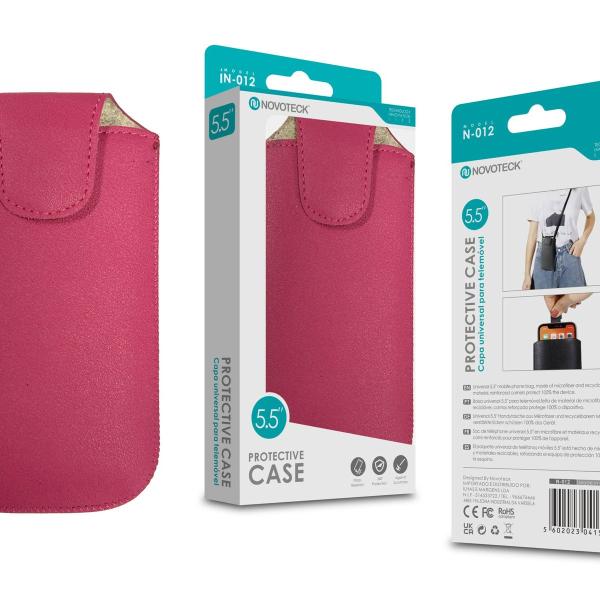 Capa Protetora Universal de Microfibra Rosa para Smartphone de 5.5'' Formato Bolsa N-012