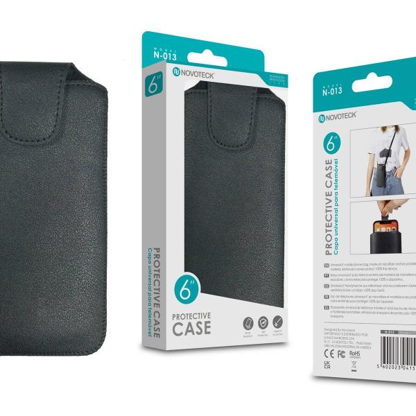 Capa Protetora Universal de Microfibra Negro para Smartphone de 6.0” Formato Bolsa N-013