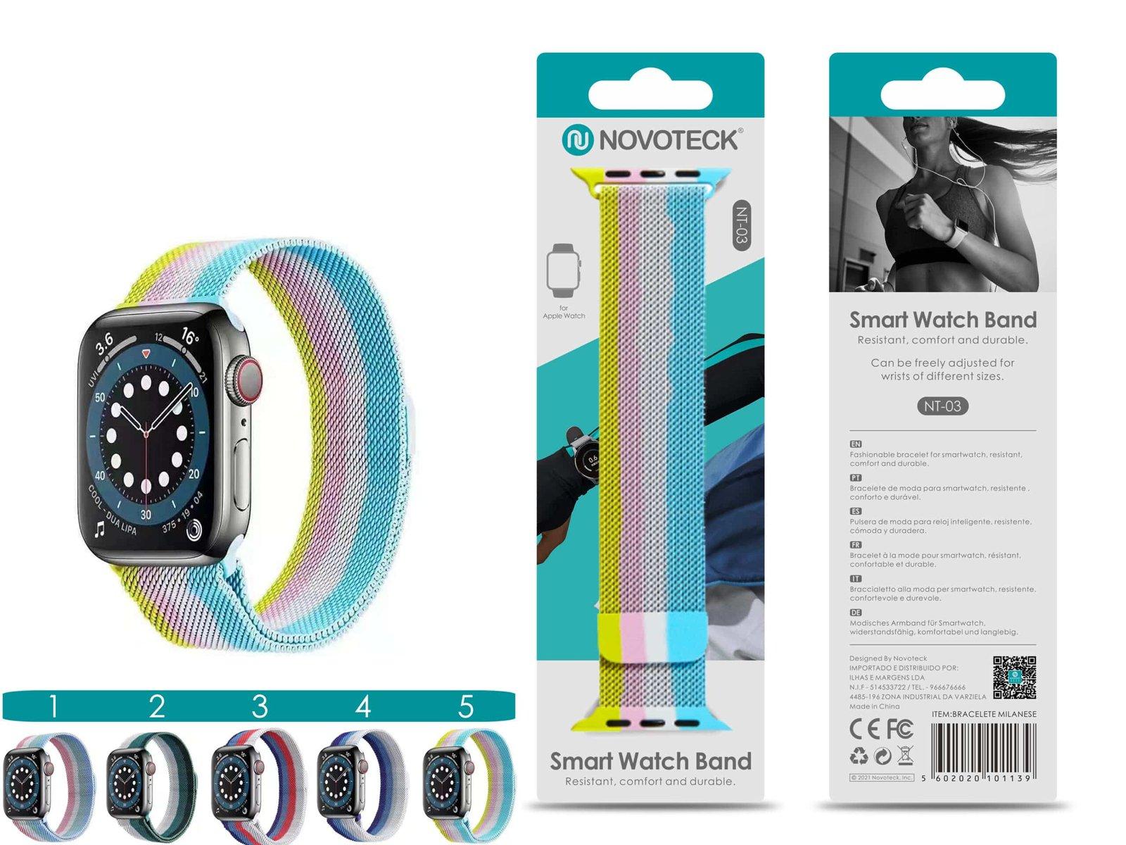 Bracelete Milanese Magnético Para AppleWatch Desgin Árco-Íris