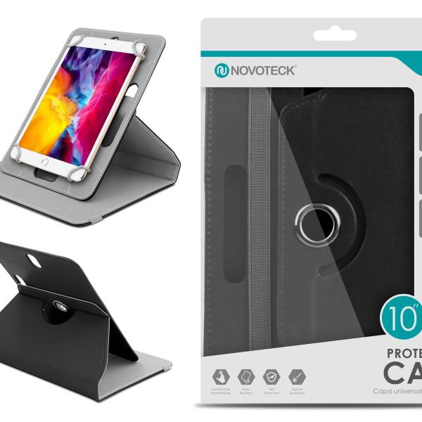 Capa Protetora Universal Negro para Tablet de 10'' - N-004- Confortável, Resistente a Quedas e com Suporte Ajustável