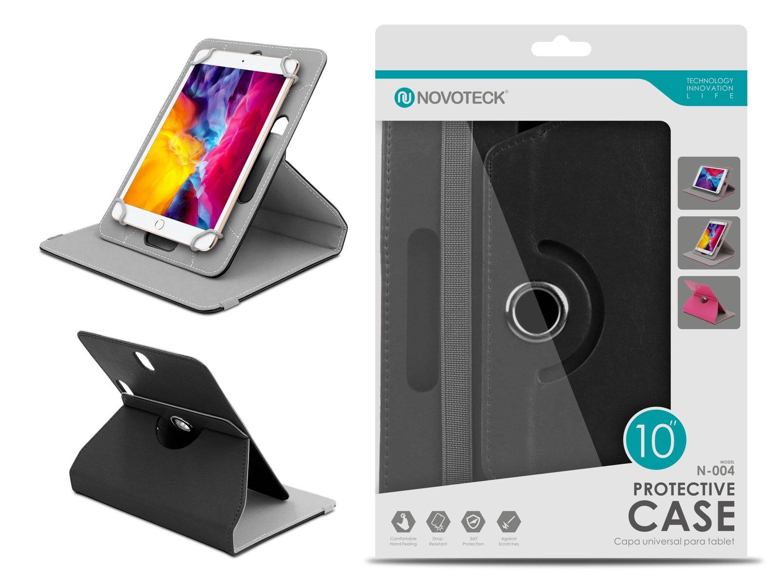 Capa Protetora Universal Negro para Tablet de 10'' - N-004- Confortável, Resistente a Quedas e com Suporte Ajustável
