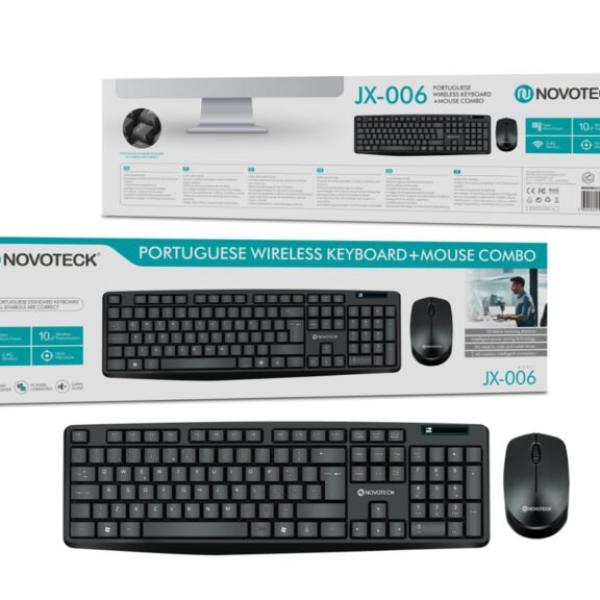 Combo de Teclado e Mouse/Rato sem Fios NOVOTECK JX-006 – Conforto e Eficiência no Trabalho e Lazer