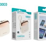 Power Bank NOVOTECK PB-018 10000mAh com Carregamento Rápido 22,5W – Saídas USB-A/USB-C + Cabos Integrados Type-C e Lightning