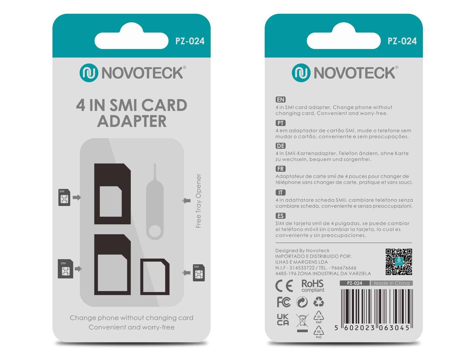 Adaptador Universal de Cartão SIM NOVOTECK PJ-024 - Conectividade Móvel Sem Complicações