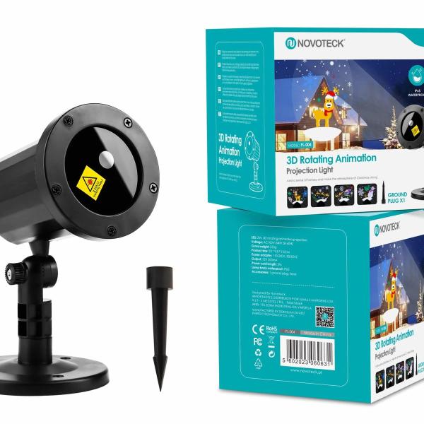 Luz de Projeção Novoteck PL-004 com Animação Rotativa 3D para Natal
