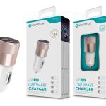 Carregador Automóvel Isqueiro Branco com Duas Portas USB 2.4A Dourado Q-001