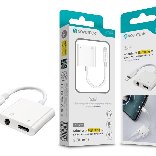 Conversor Lightning To Jack+Lightning NOVOTECK A-019