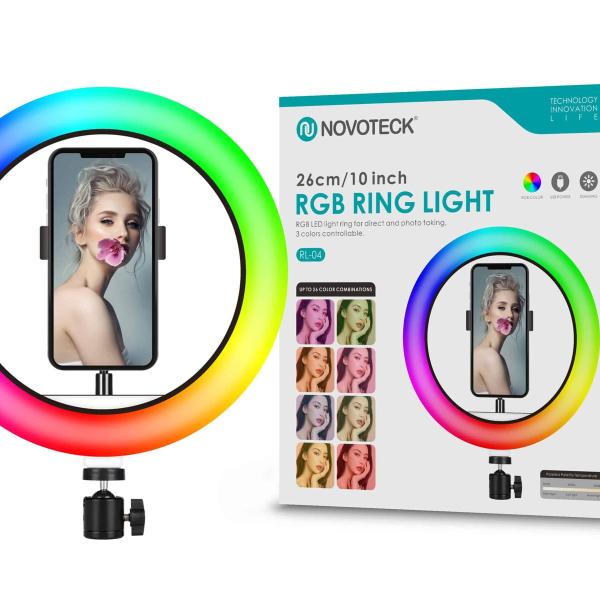 Ring light RGB Novoteck 26cm sem tripé RL-04