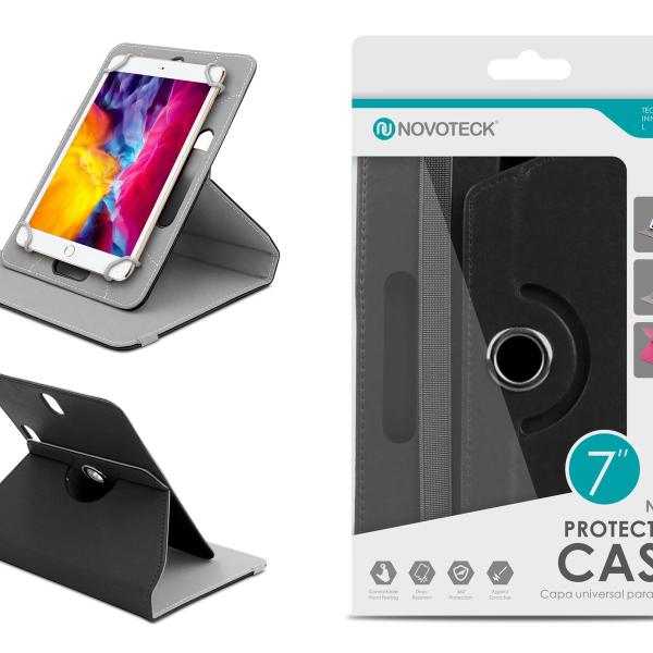Capa Protetora Universal Negro para Tablet de 7'' - N-001 - Confortável, Resistente a Quedas e com Suporte Ajustável