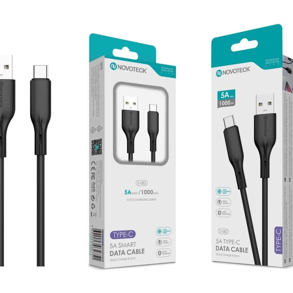 Cabo de Dados Type-C Negro 1M,5A, S-082