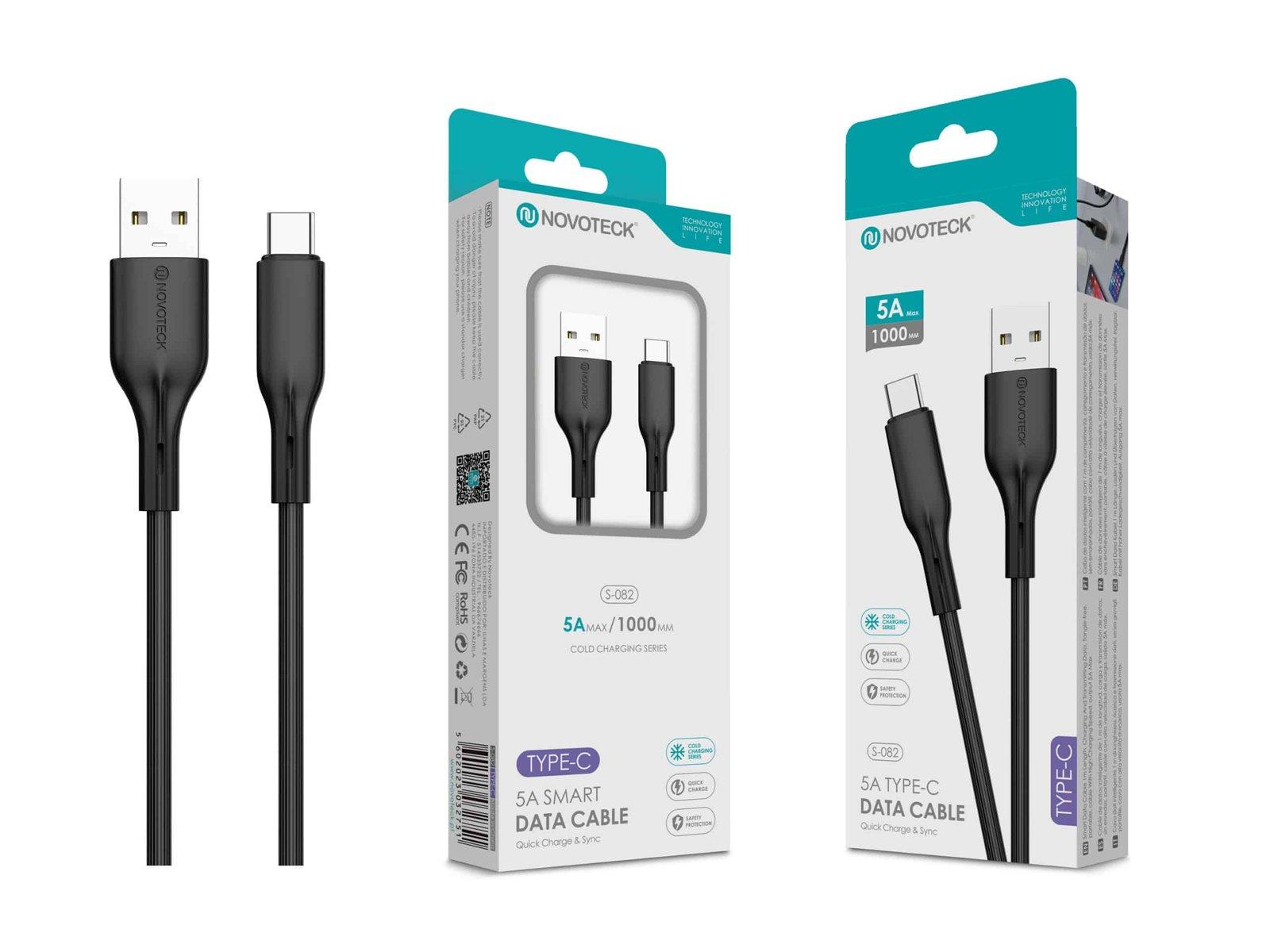 Cabo de Dados Type-C Negro 1M,5A, S-082