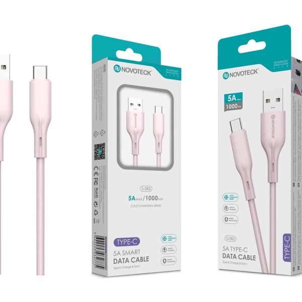 Cabo de Dados Type-C Rosa 1M,5A, S-082