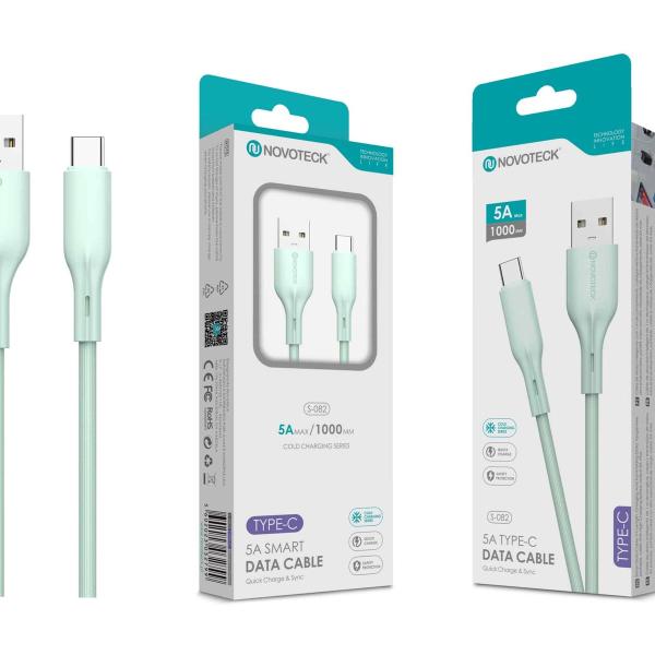 Cabo de Dados Type-C Verde Água 1M,5A, S-082