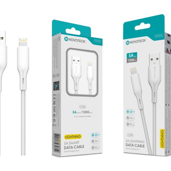 Cabo de Dados Fast Charge 5A PVC Macaron Design - Branco , Lightning USB , 1.0M