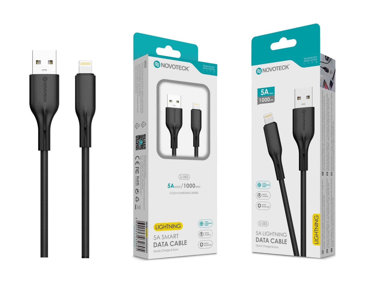 Cabo de Dados Lightning Negro 1M,5A, S-083