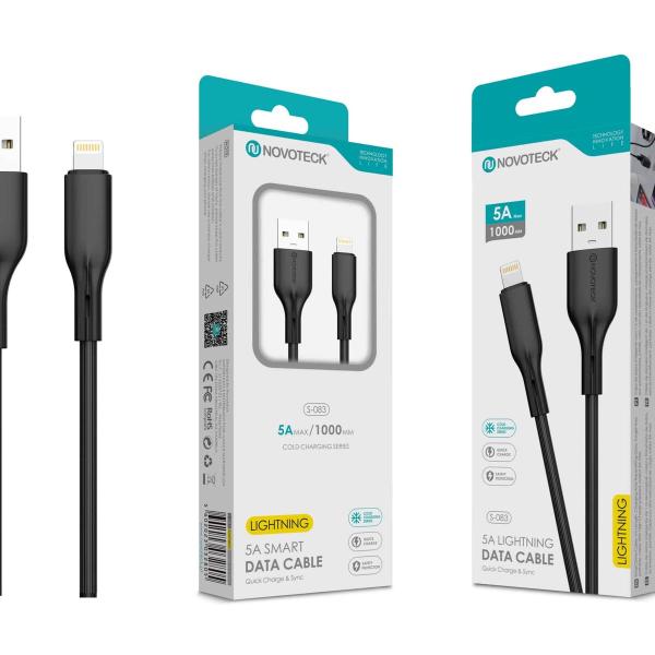 Cabo de Dados Lightning Negro 1M,5A, S-083