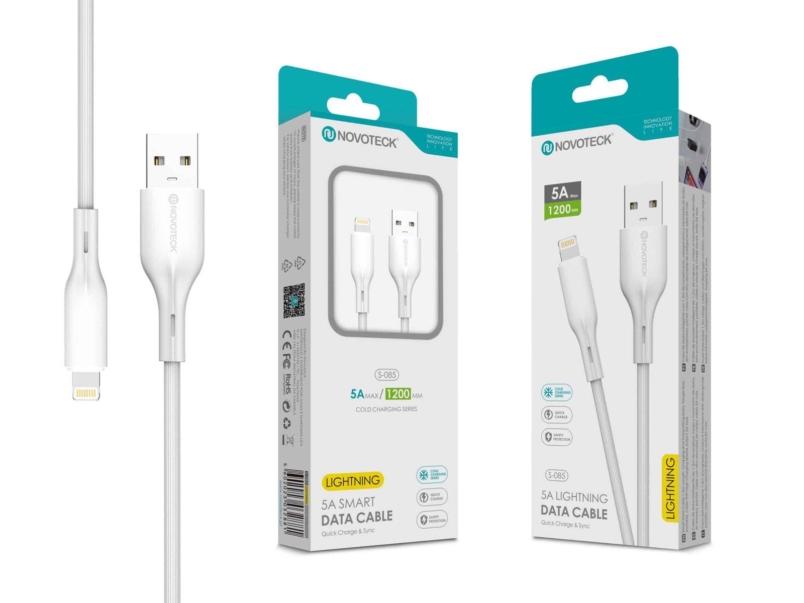 Cabo de Dados Fast Charge 5A PVC Macaron Design - Branco , Lightning USB , 1.2M