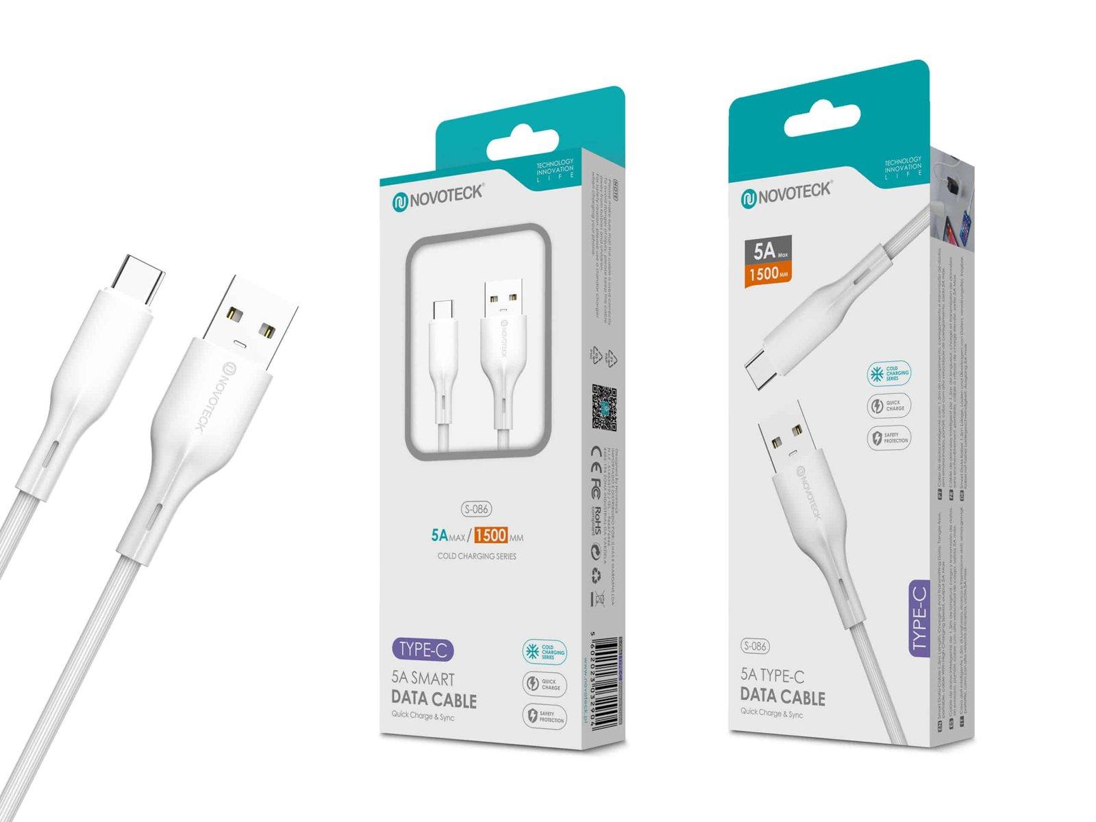 Cabo de Dados Type-C Branco 1.50M,5A, S-086