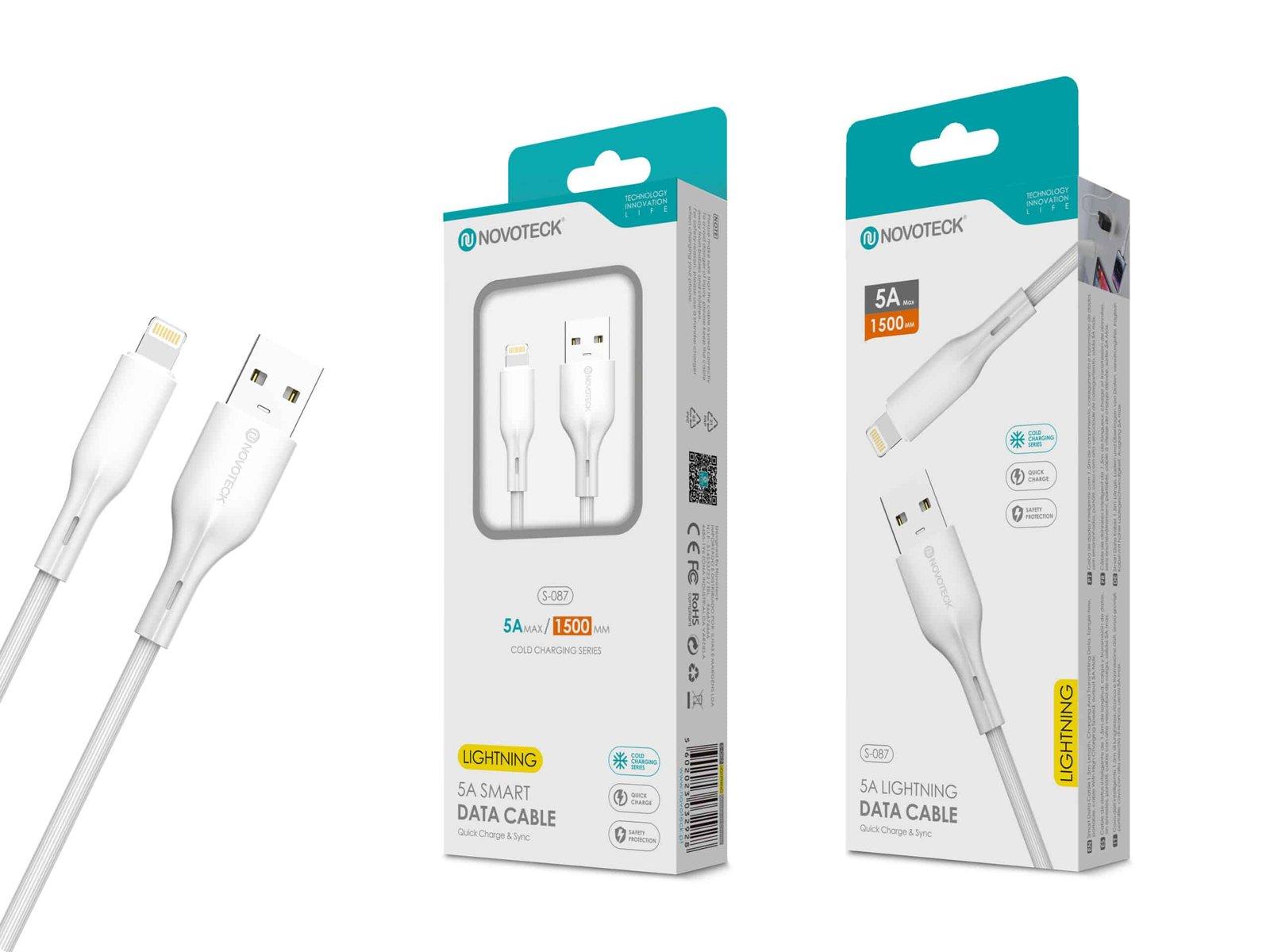 Cabo de Dados Fast Charge 5A PVC Macaron Design - Branco , Lightning USB , 1.5M