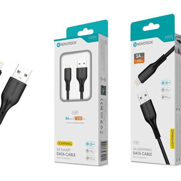 Cabo de Dados Lightning Negro 1.50M,5A, S-087