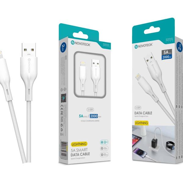 Cabo de Dados Fast Charge 5A PVC Macaron Design - Branco , Lightning USB , 2.0M