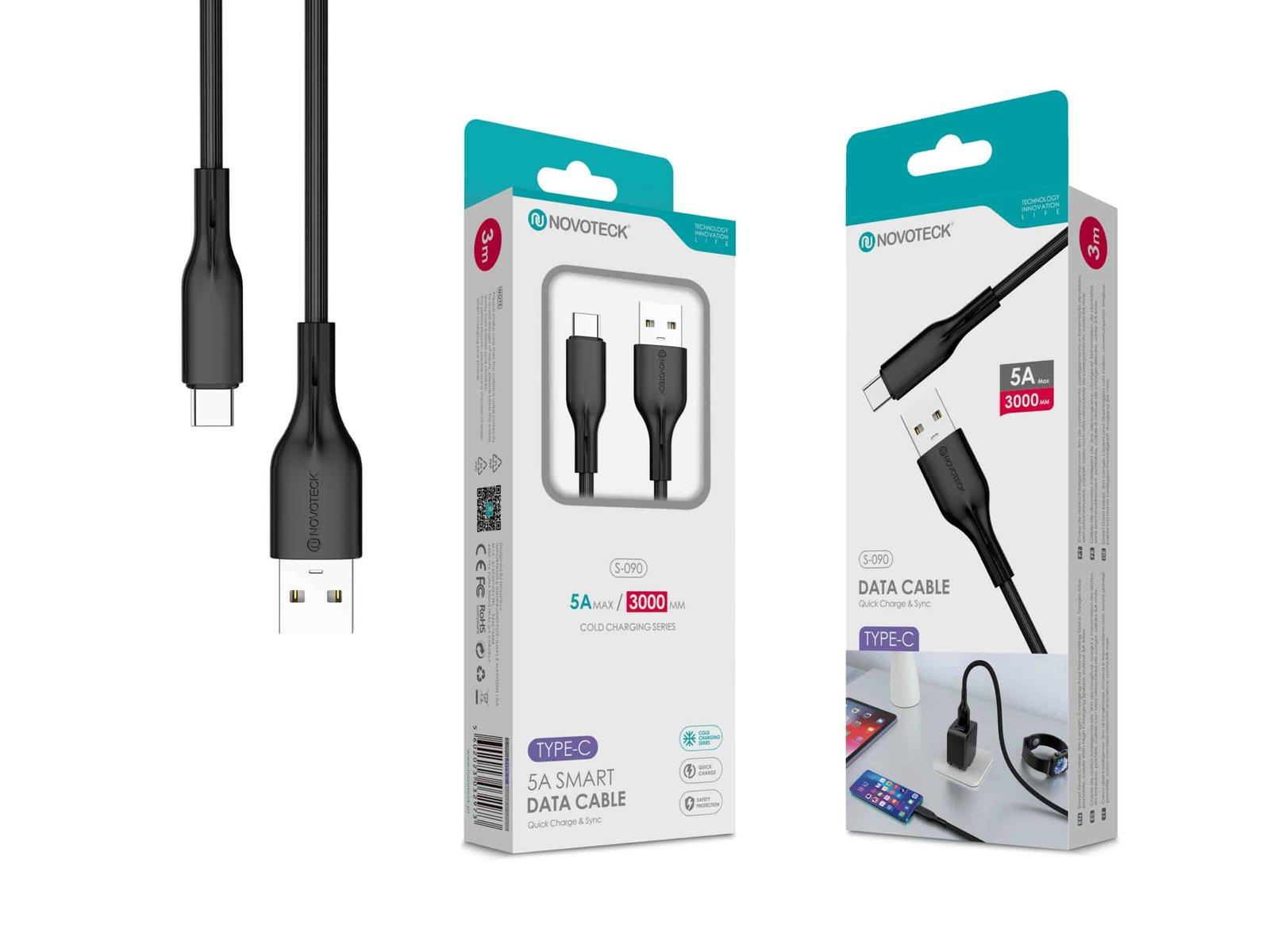 Cabo de Dados Type-C Negro 3M,5A, S-090