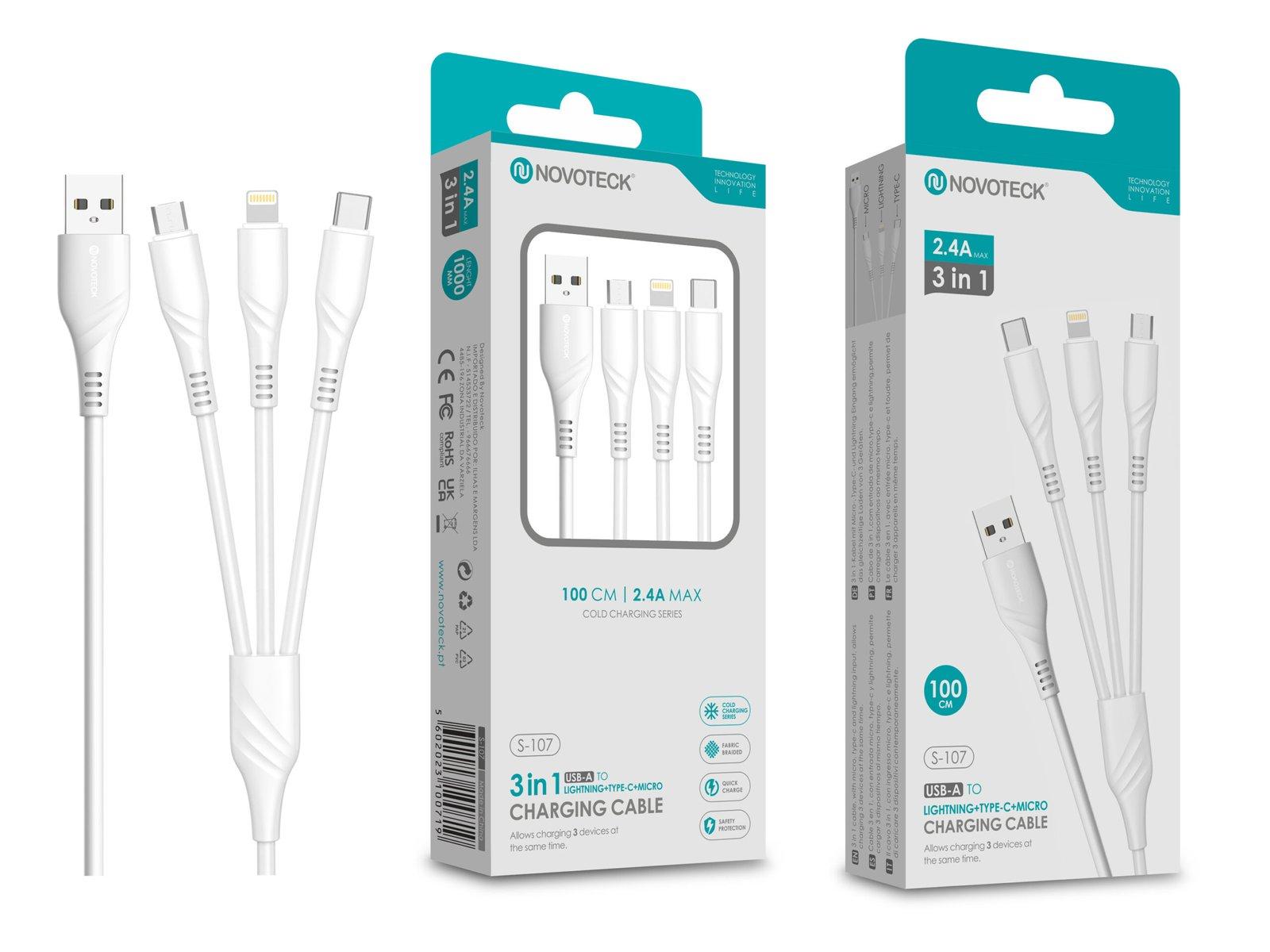 Cabo de Dados Type-C Branco 1M,5A, S-082