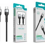 Cabo de Dados Trançado Nylon 3.1A Carregamento Rápido - Negro , USB-C to Type-C , 1.0M