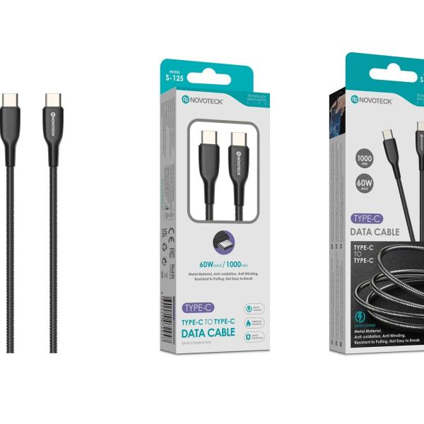 Cabo de Dados Type-C para Type-C 60W com Revestimento Resistente S-125