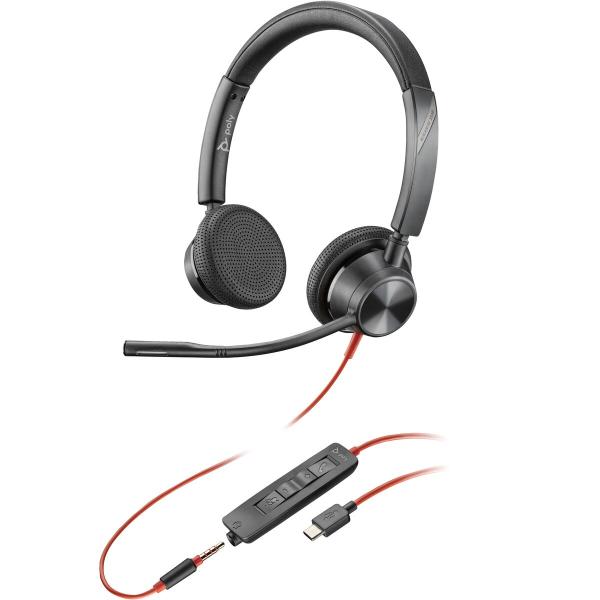 Auriculares com microfone Poly Blackwire 3325 Preto